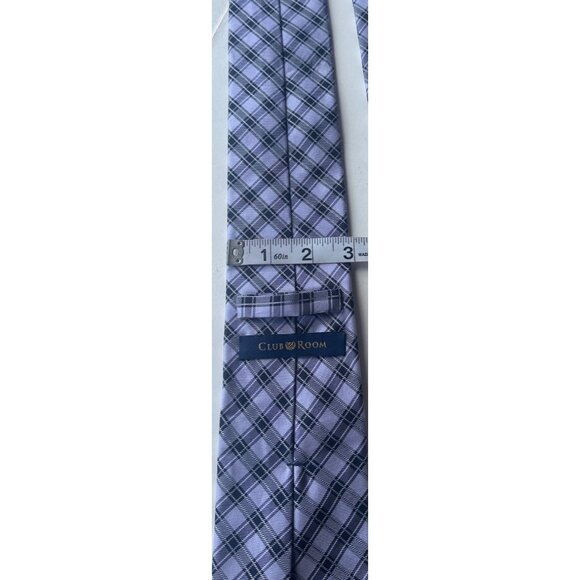 Club Room Men's Dress Shirt Tie Purple Plaid Pattern 100% Silk - Picture 6 of 9